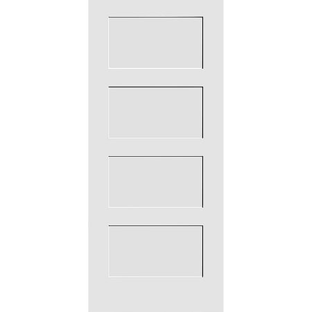 CODEL DOORS 34" x 80" Primed 4-Panel Equal Panel Interior Shaker Slab Door 2168pri8444